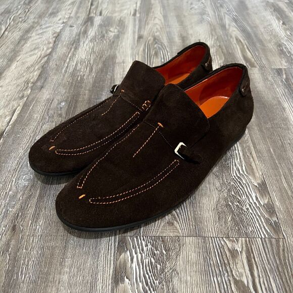 Magnanni Other - Magnanni Dark Brown Suede Monk Strap Loafers 9.5